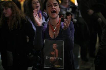 A protest in Málaga against the proposed reform to abortion legislation.