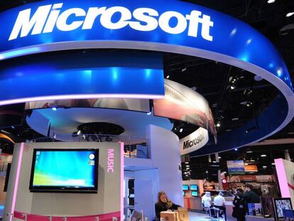 Mostrador de Microsoft en la feria Consumer Electronics Show de Las Vegas.