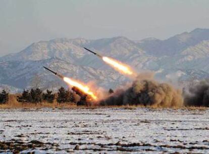 Prueba de misiles en Corea del Norte, en una imagen distribuida por Pyongyang el pasado enero.