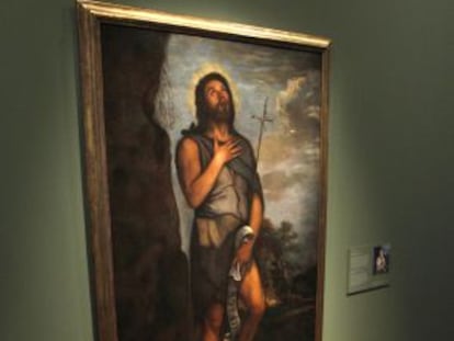 El cuadro &#039;San Juan Bautista&#039;, recientemente atribuido a Tiziano, en el Museo del Prado. 