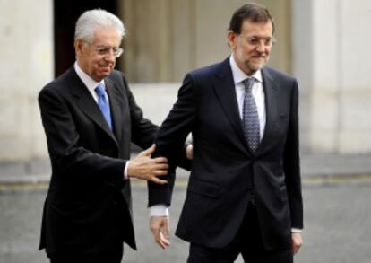 Mario Monti y Mariano Rajoy, durante su encuentro en Roma.