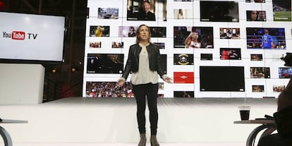 La directiva de YouTube Susan Wojcicki, durante la presentación de YouTube TV en Los Ángeles.