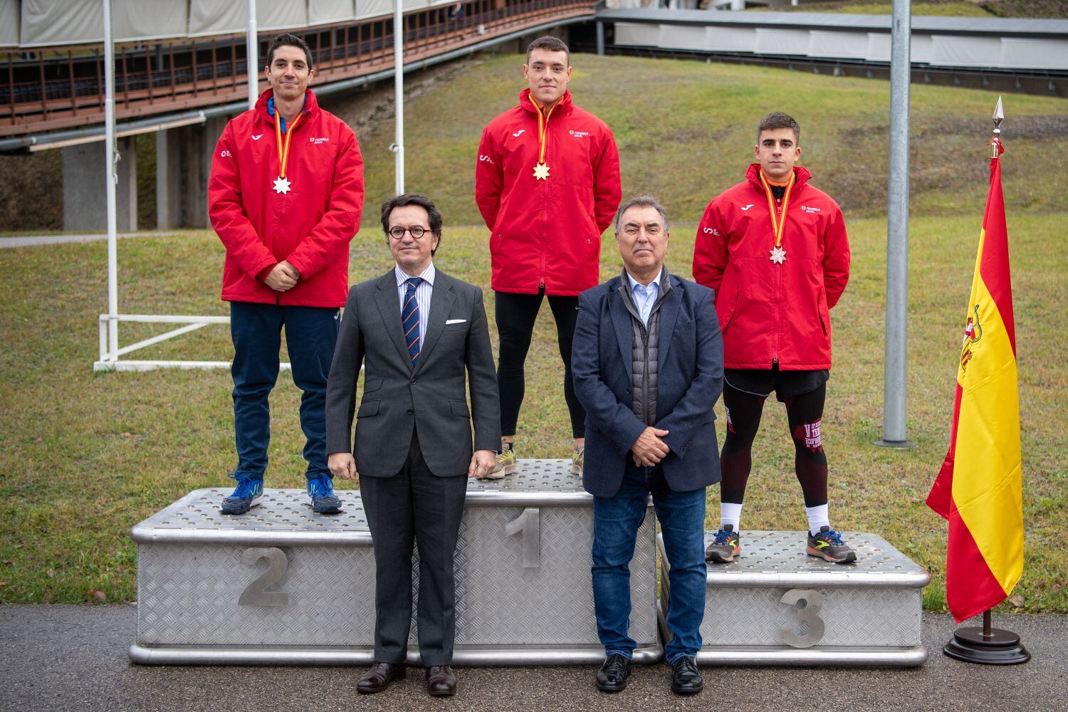 Podio del campeonato de España de skeleton, en la categoría masculina de bajadas.