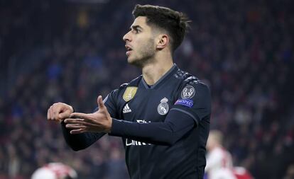 Asensio celebra su gol ante el Ajax de Ámsterdam.