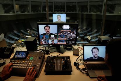 Snowden participa en un debate del Consejo de Europa, el pasado 15 de marzo.