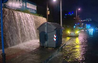 Water pouring into a street in Alicante during a recent deluge.