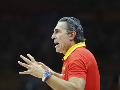 Sergio Scariolo, durante el partido ante Serbia en el Mundial de China. 