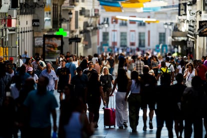 Aspecto de la calle Preciados de Madrid el pasado 27 de agosto. 