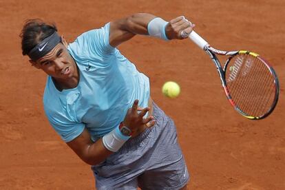 Rafael Nadal, durante su partido con Lajovic. 