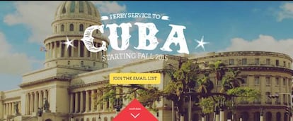 Captura de pantalla de la agencia que ofrece un viaje en ferry a Cuba.