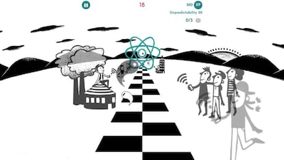 Captura de pantalla del juego "El gran test de Bell" en el que unos 100.000 voluntarios conectados en tiempo real con 12 laboratorios repartidos por el mundo, contribuyeron a demostrar la existencia del entrelazamiento cuántico