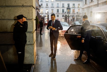 Llegada del presidente del Gobierno, Pedro Sánchez, a la sesión de control al Gobierno en el Congreso de los Diputados, este miércoles.