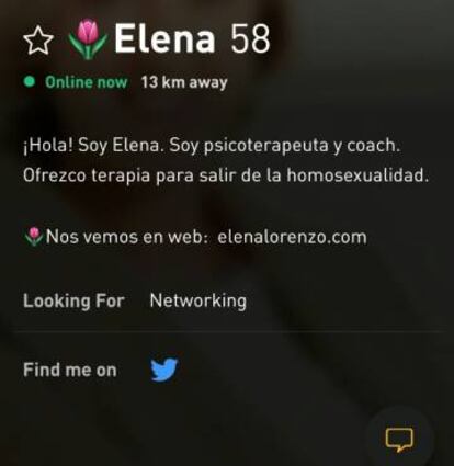 Captura de Grindr del supuesto perfil de Lorenzo Rego.