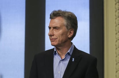 Mauricio Macri en una rueda de prensa en la Casa Rosada.