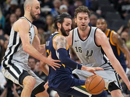 Gin&oacute;bili, Ricky Rubio y Pau Gasol.