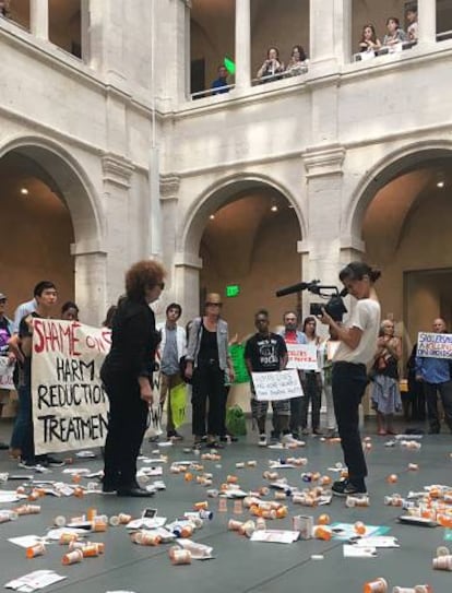 Protesta el viernes en el Harvard Art Museum de Boston