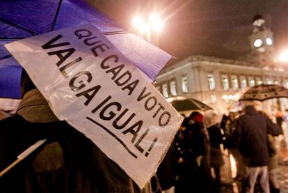 Concentraci&oacute;n de los indignados en la Puerta del Sol.