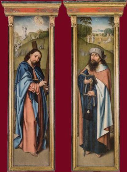 San Andrés (izquierda) y Santiago, en la puerta del tríptico del Maestro Johannes (1510).