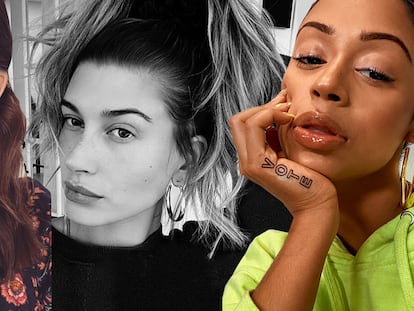 Mandy Moore, Hailey Bieber y Liza Koshy con los pendientes diseñados por Michelle Obama.