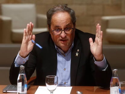 El presidente de la Generalitat, Quim Torra, en una reunión el miércoles. 