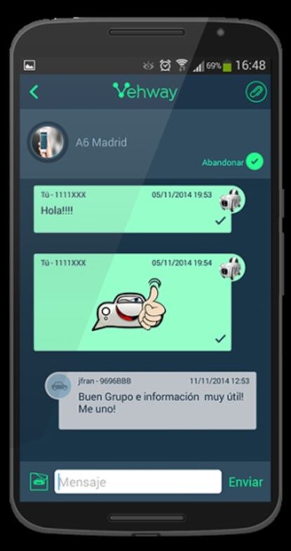 La aplicación Vehway, un wassap para el automóvil creado por una 'start-up' española.