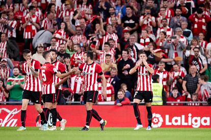 Guruzeta festeja su tanto ante el Rayo Vallecano.