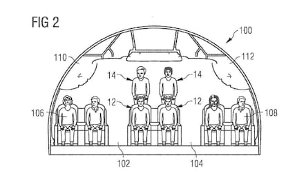 Imagen de los dos pisos de asientos patentadas por ingenieros de Airbus.