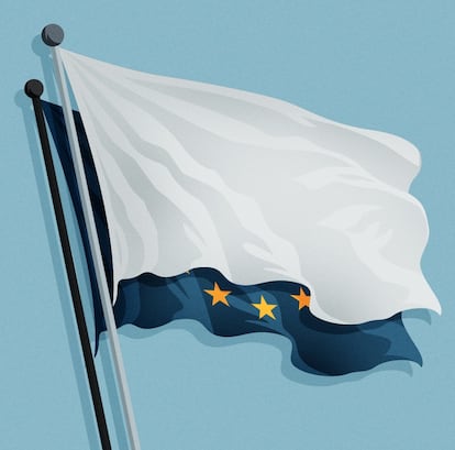 Ilustración de Nicolás Aznárez para la tribuna 'La rendición de Europa', de Xavier Vidal-Folch, 5 de agosto de 2025.