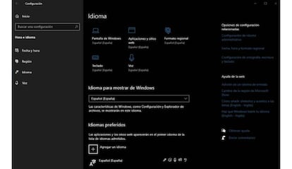 Idioma en Windows 10