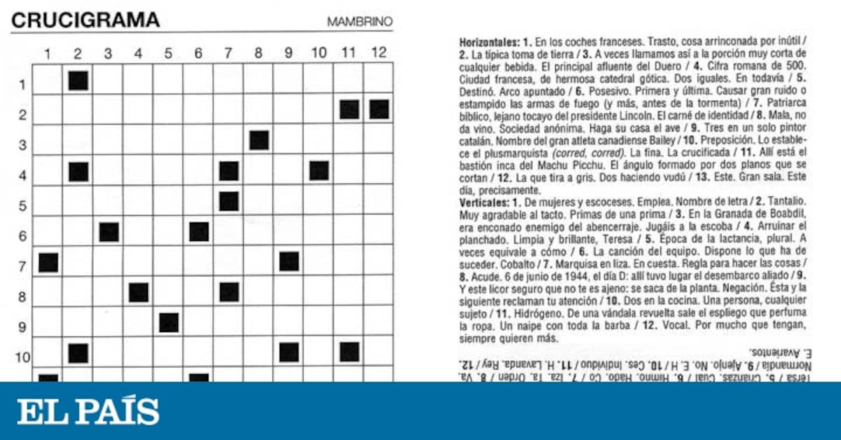 El primer crucigrama del maestro Mambrino | Cultura | EL PAÍS