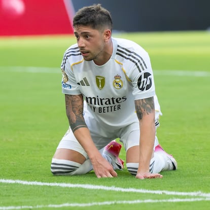 18 June 2025, US, Miami: Real Madrid's Federico Valverde sits on the pitch after missing a penalty during the FIFA Club World Cup Group H soccer match between Real Madrid and Al-Hilal at Hard Rock Stadium. Photo: Sven Hoppe/dpa
18/06/2025 ONLY FOR USE IN SPAIN