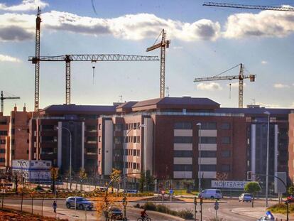 Promoción de viviendas en construcción, en Madrid.