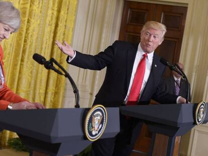  El presidente Trump y la primera ministra May durante la rueda de prensa.