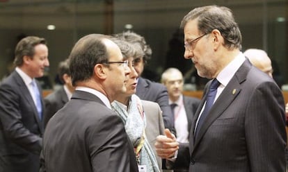 Rajoy y Hollande, en Bruselas.