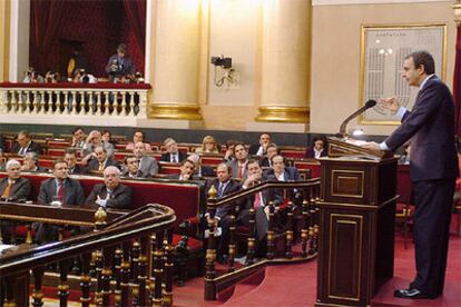 Rodríguez Zapatero, durante una de sus intervenciones en la tercera y última jornada del debate en el Senado.