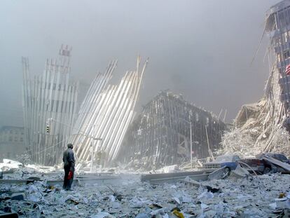 Los restos de las Torres Gemelas de Nueva York tras el atentado del 11 de septiembre de 2001.