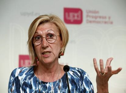 Rosa Díez, esta tarde en Madrid.
