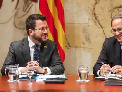 El presidente de la Generalitat, Quim Torra, y el vicepresidente Aragonès.