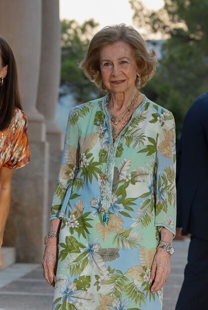 La reina Sofía durante la recepción en el Palacio de Marivent, en Palma de Mallorca.