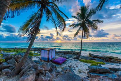 Atardecer en playa Paraíso, en Túlum (México).