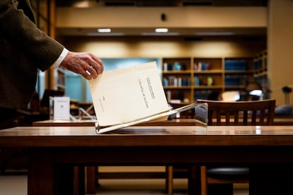 Manuscrito del libro 'Cien años de soledad' en el Harry Ransom Center, en Austin.