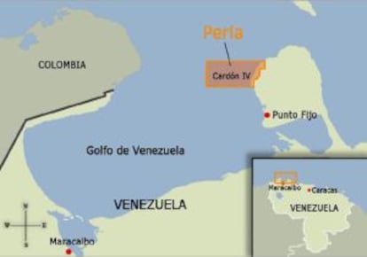 Mapa de localización del campo de gas Perla.