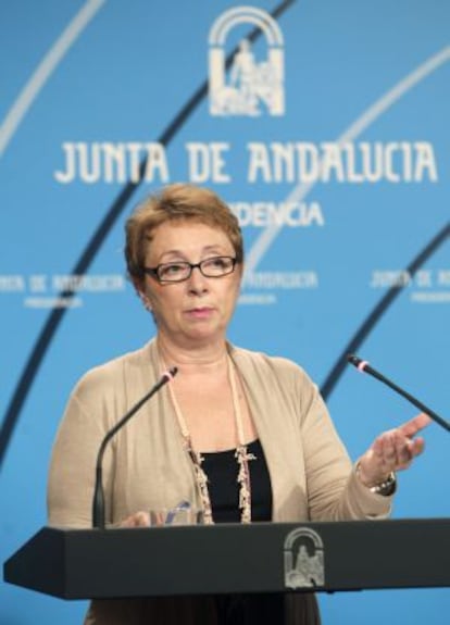 La consejera andaluza de Hacienda, Carmen Martínez Aguayo, tras el Consejo de Gobierno del martes.