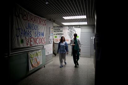 Interior del hospital madrileño La Paz durante la primera jornada de huelga de la sanidad madrileña