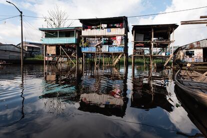 Houses on stilts in the Belén neighborhood, in Iquitos (Peru).