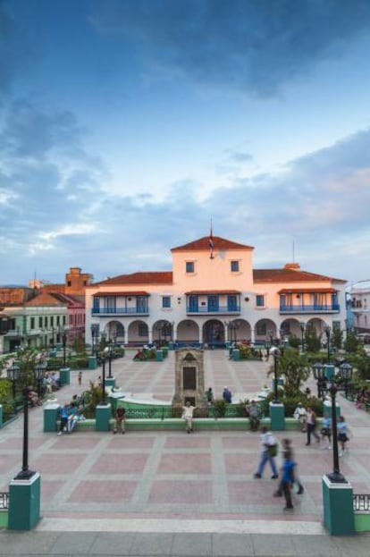 El Parque Céspedes, en Santiago de Cuba.