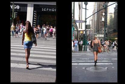 Pasos de cebra en la Gran Vía y en la Quinta Avenida.