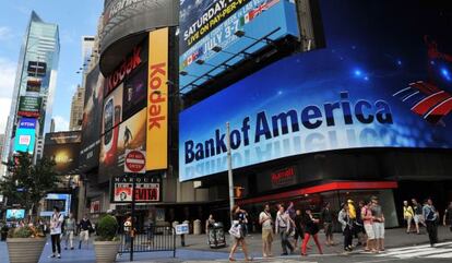 Cartel de Bank of America, en Times Square.