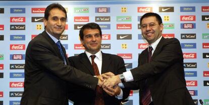 Valero, Laporta y Bartomeu, en una imagen del a&ntilde;o 2005.