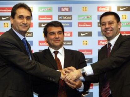 Valero, Laporta i Bartomeu, en una imatge de l'any 2005.